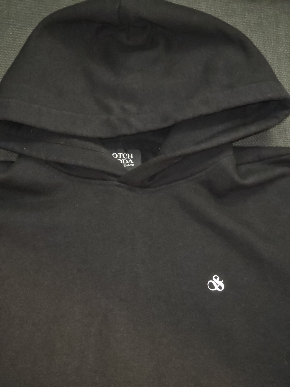 Scotch & Soda Men’s Pullover Hoodie Front Pocket Solid Black Size M, Retail $149